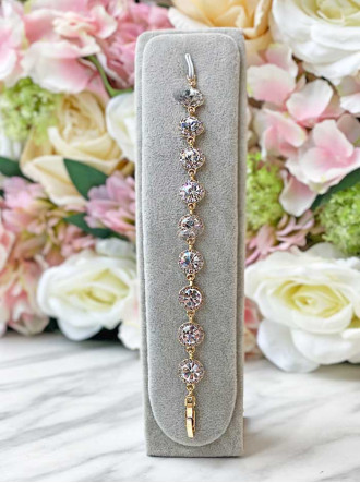 Large Daisy Crystal Bracelet - Clear Gold